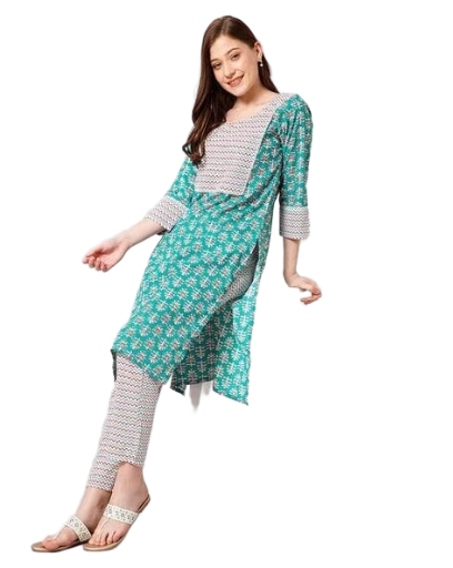 Blue printed kurta set