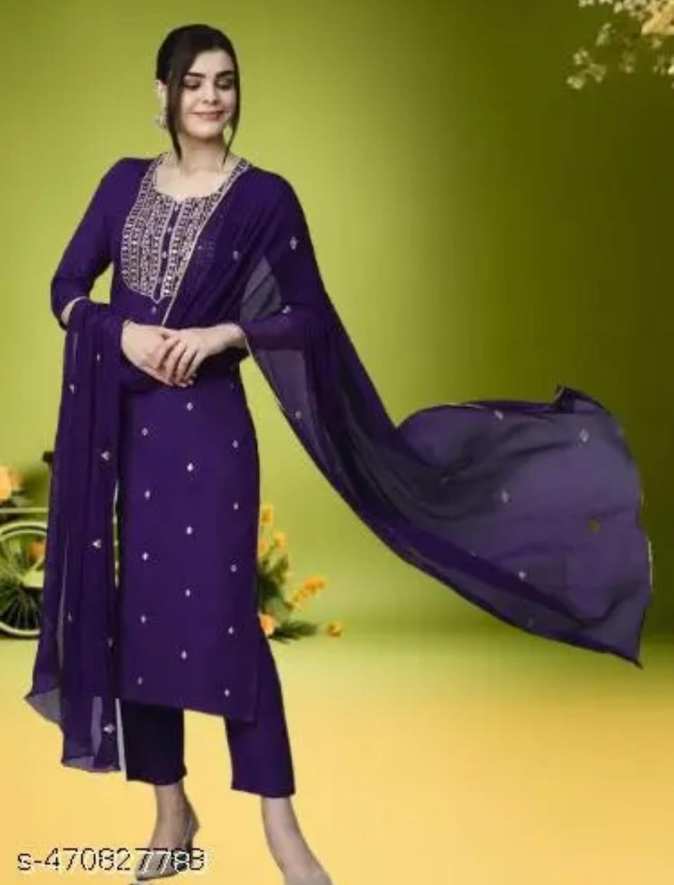 Purple Embroidered Salwar Suit
