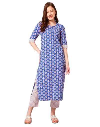 Blue printed kurta set