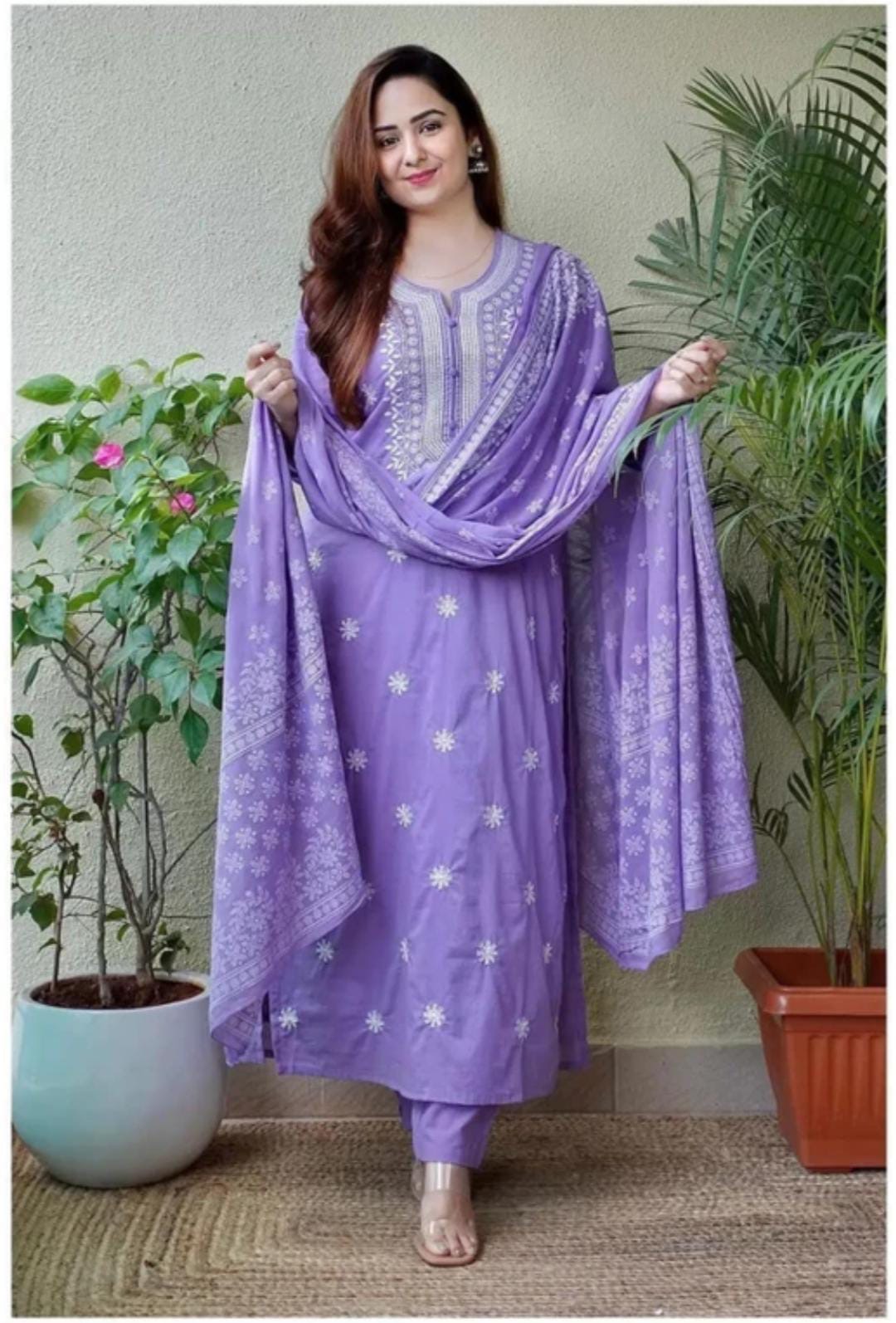 Lavender Embroidered Salwar Kameez Set