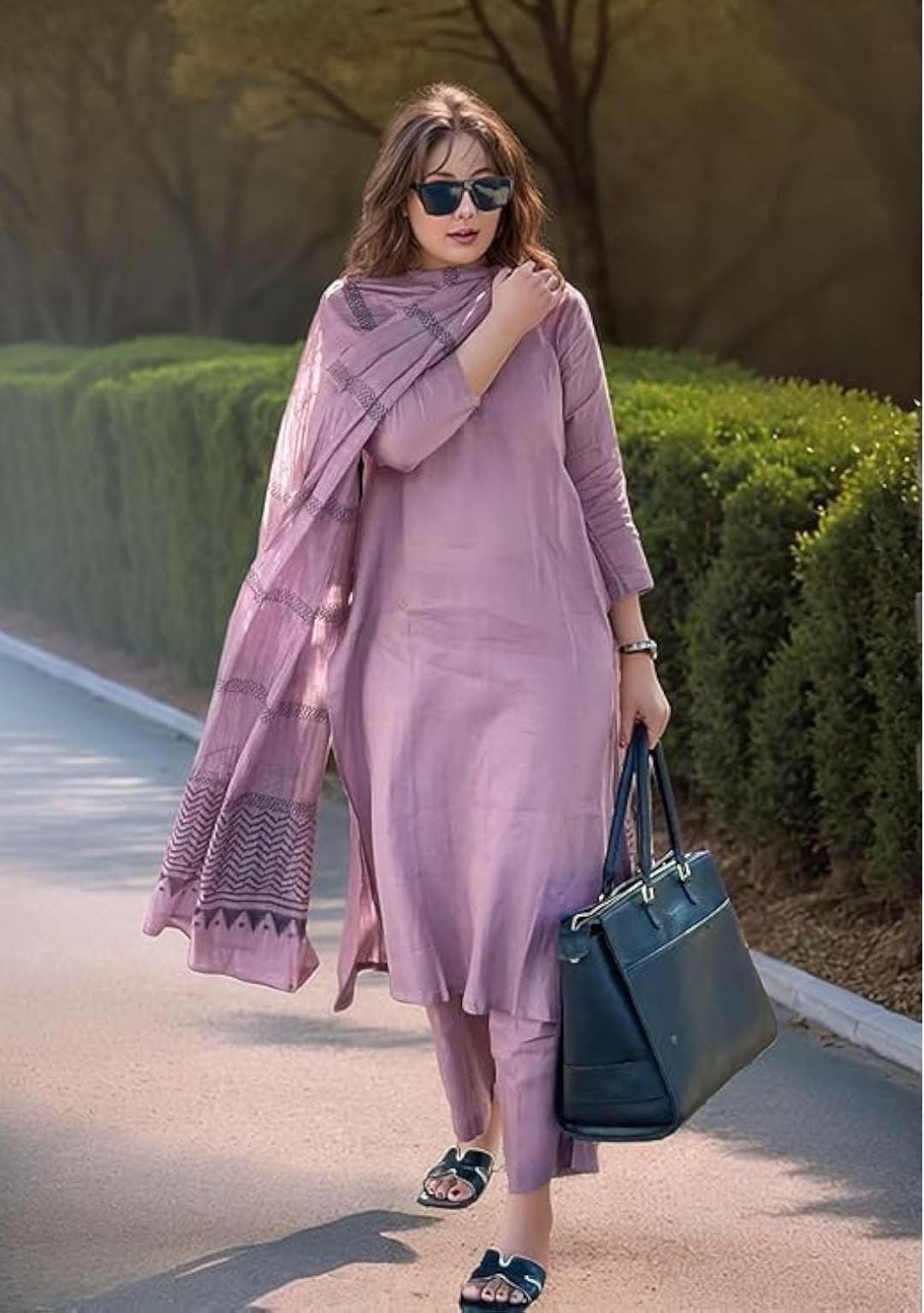 Lavender Cotton Salwar Kameez Set