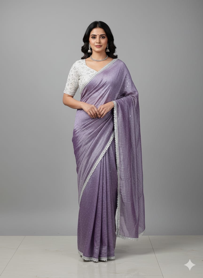 Lavender Shimmer Saree