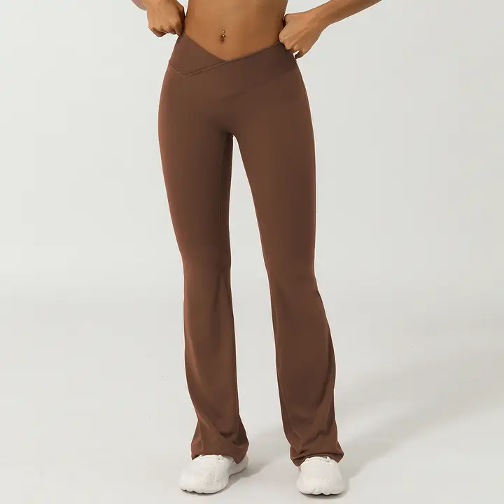 Women's Sport V Cross Waist Flare Yoga Pants