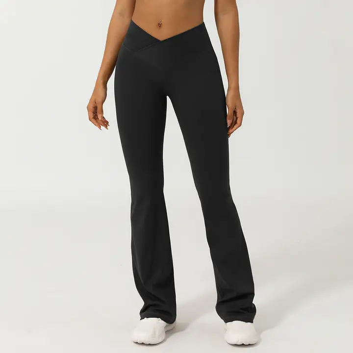 Women's Sport V Cross Waist Flare Yoga Pants