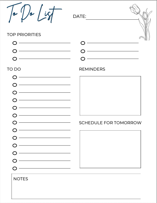 Digital To-So List | Printable & fillable Planner | Daily, Weekly & Monthly Organizer