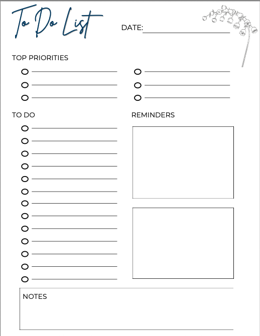 Digital To-So List | Printable & fillable Planner | Daily, Weekly & Monthly Organizer