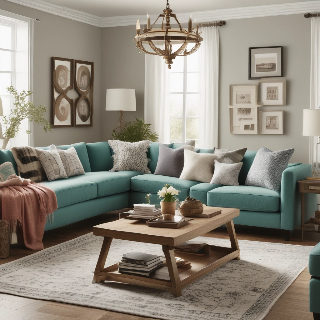 Modern Teal Sectional Sofa