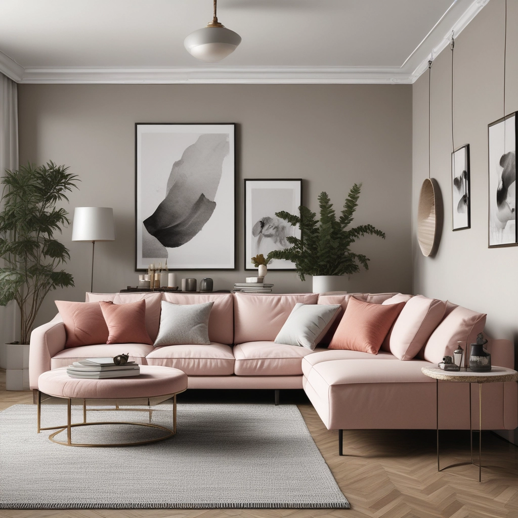 Modern Pink Sectional Sofa