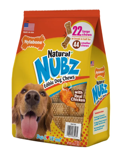 Nylabone Natural Nubz Edible Dog Chews with Real Chicken (2 Pack)
