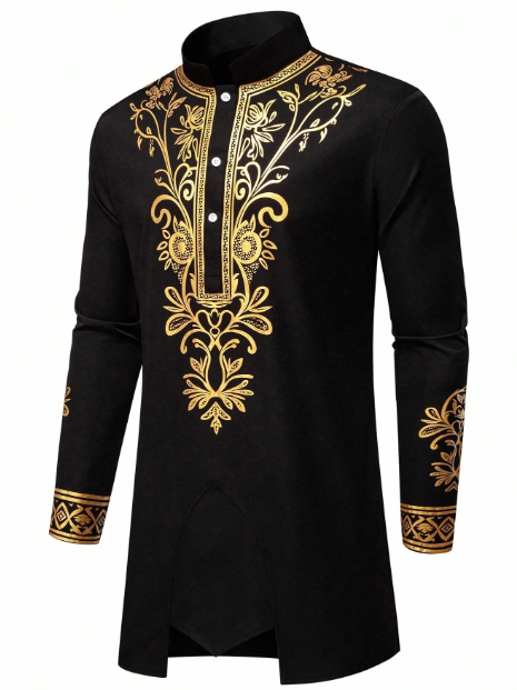 Men's Black Embroidered Kurta Set