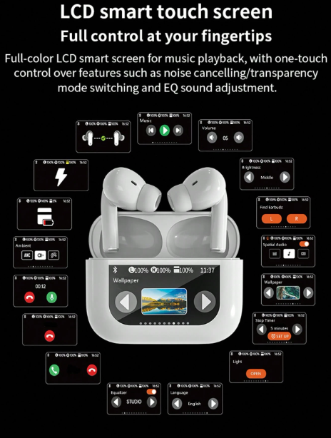 HITOZON Wireless Earbuds with Touchscreen Case
