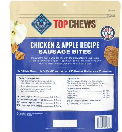 Top Chews Blue Buffalo Chicken & Apple Recipe Sausage Bites