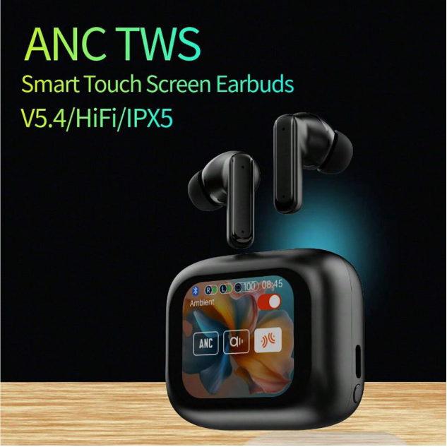 ANC TWS Smart Touch Screen Earbuds