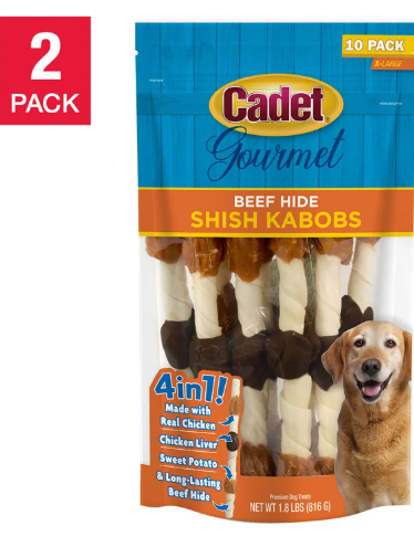 Cadet Gourmet Beef Hide Shish Kabobs, 2 Pack