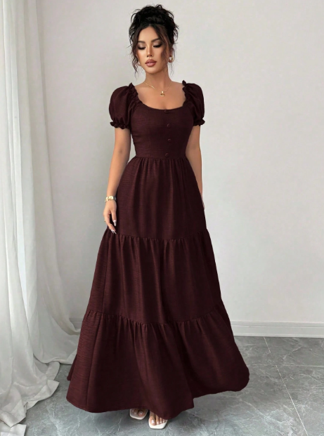 Elegant Burgundy Maxi Dress