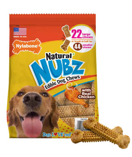 Nylabone Natural Nubz Edible Dog Chews with Real Chicken (2 Pack)