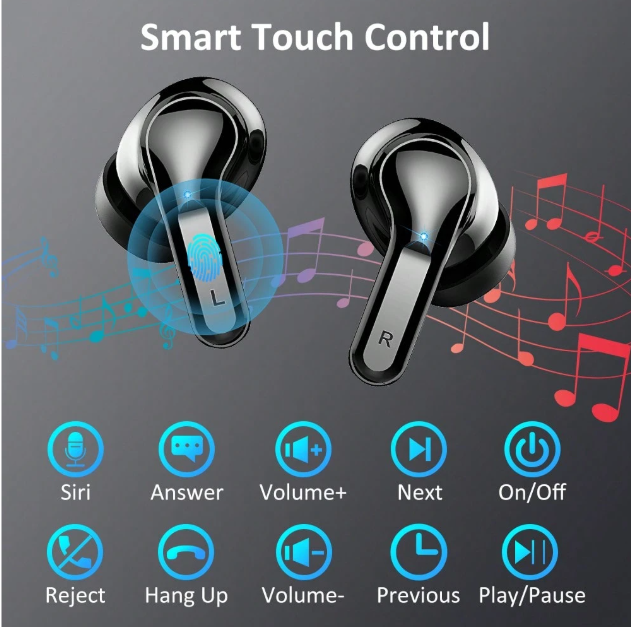 Wireless Earbuds with Smart Touch Control
