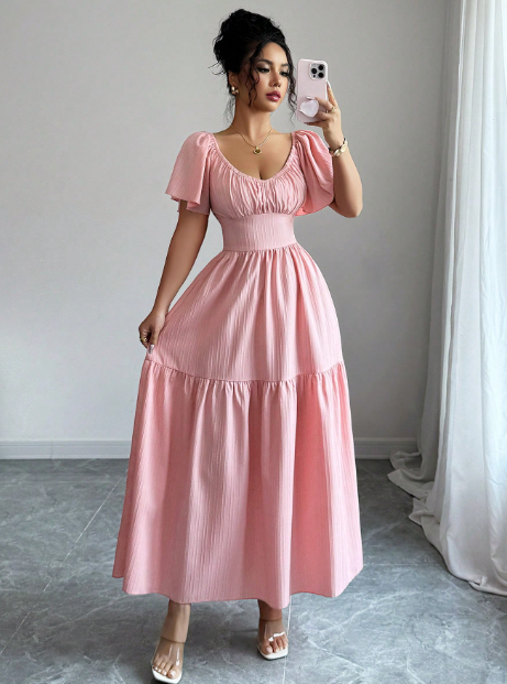 Elegant Burgundy Maxi Dress