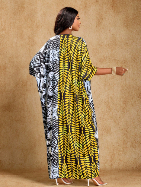 Bohemian Print Maxi Kaftan Dress
