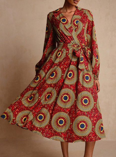 African Print Midi Dress