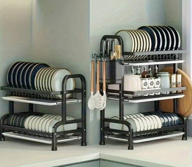 Three-Layer Black Dish Rack