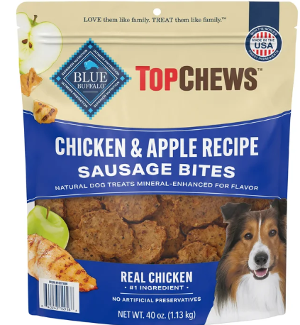 Top Chews Blue Buffalo Chicken & Apple Recipe Sausage Bites