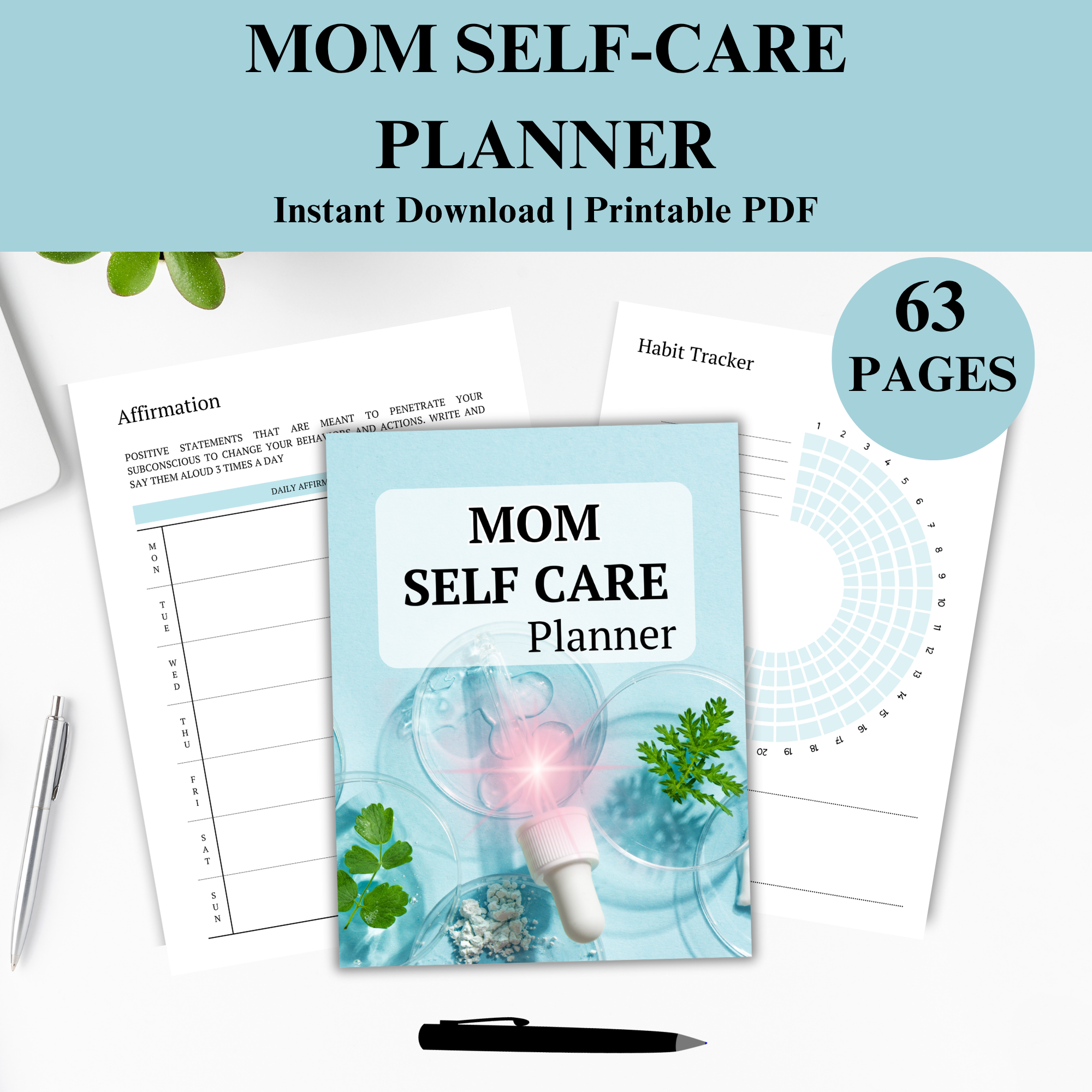 Mom Self-Care Planner | Printable Wellness & Routine Journal for Busy Moms (PDF)