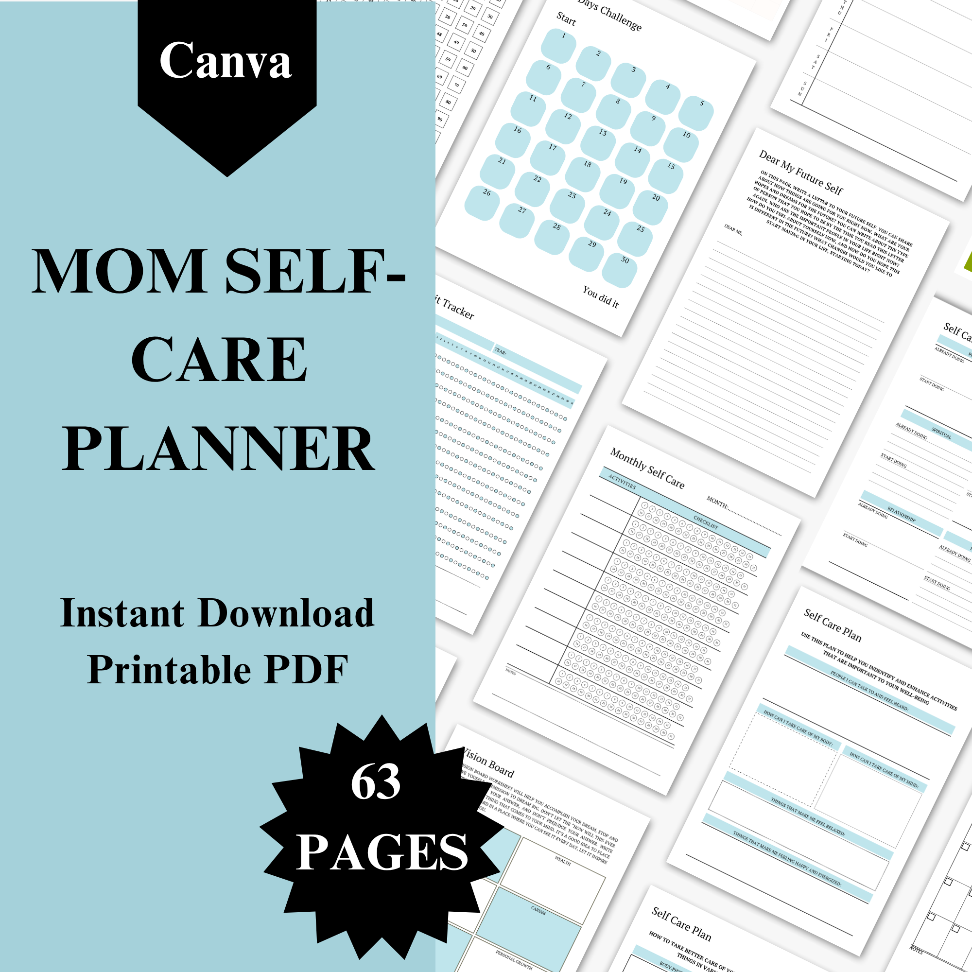 Mom Self-Care Planner | Printable Wellness & Routine Journal for Busy Moms (PDF)