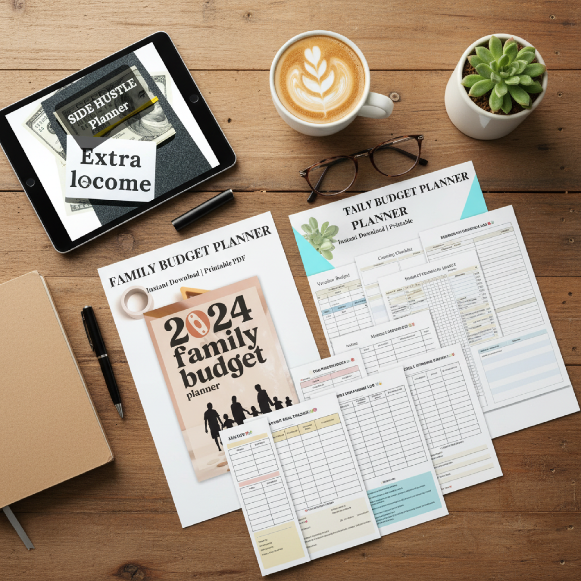 Side Hustle, That Girl & Family Budget Planner Bundle | Productivity + Finance Printable Kit