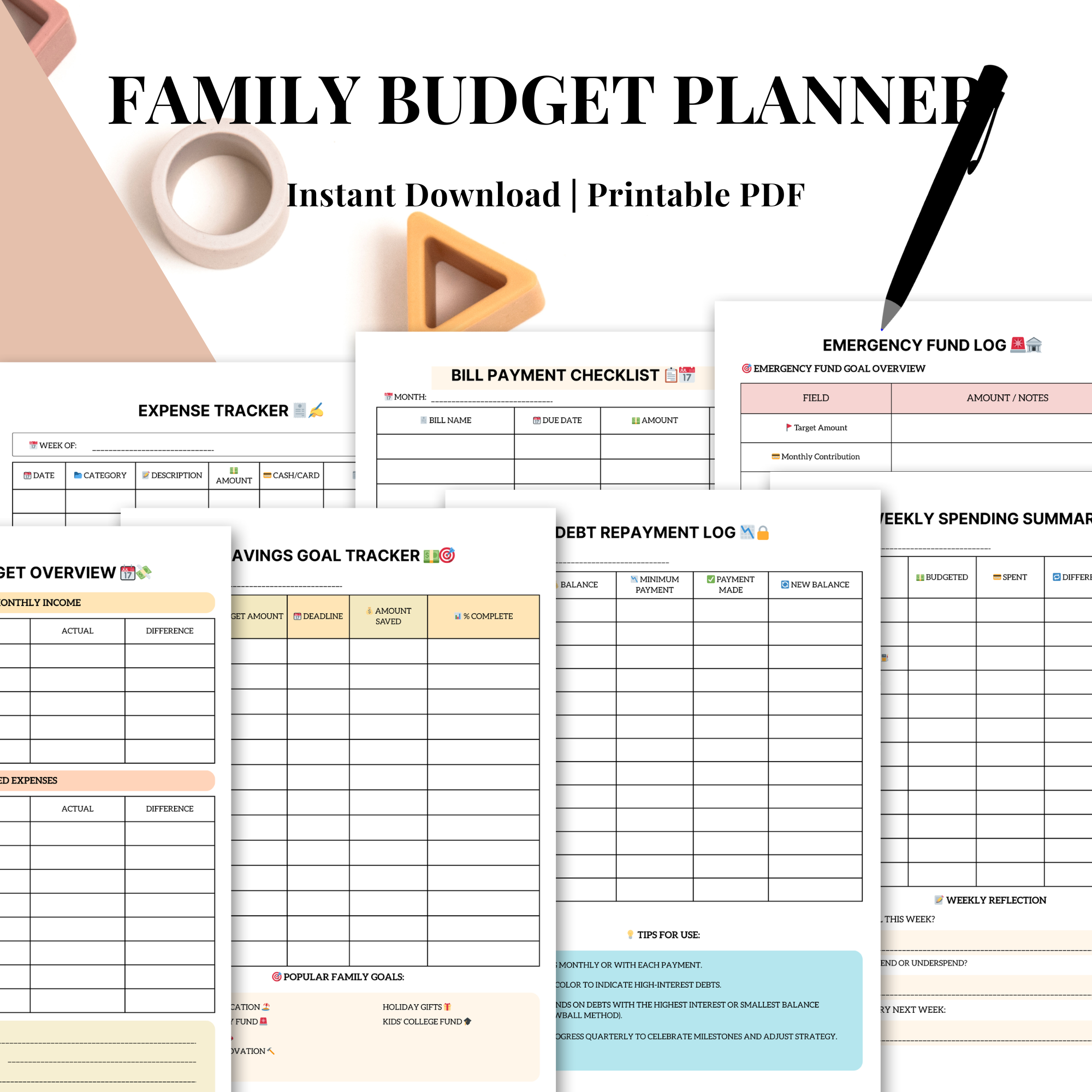 Burnout-to-Balance Complete Life Reset Bundle | Busy Mom Planner System for Meals, Budget, Cleaning, Habits & Self-Care (Instant Download)