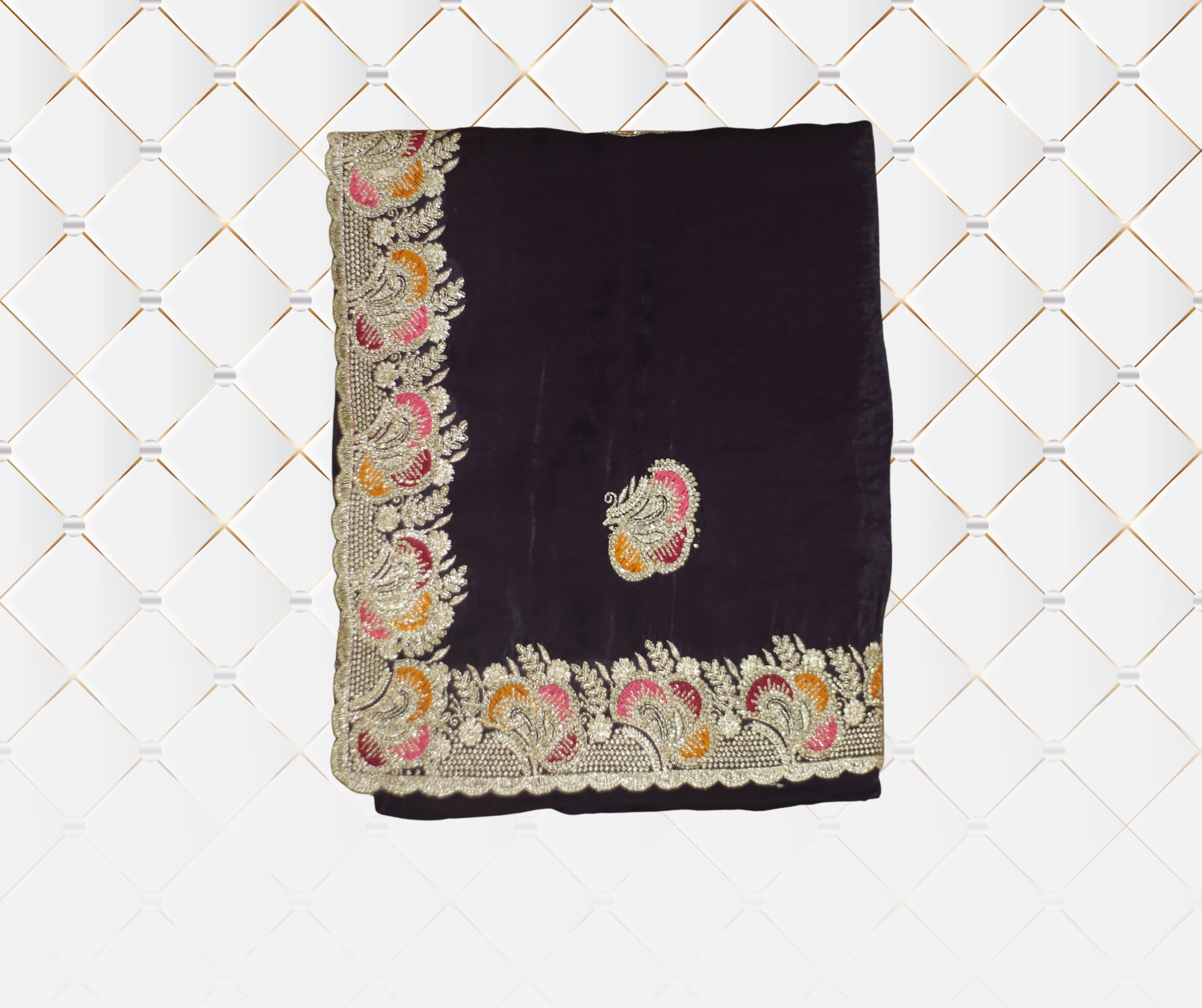 Embroidered Black Shawl