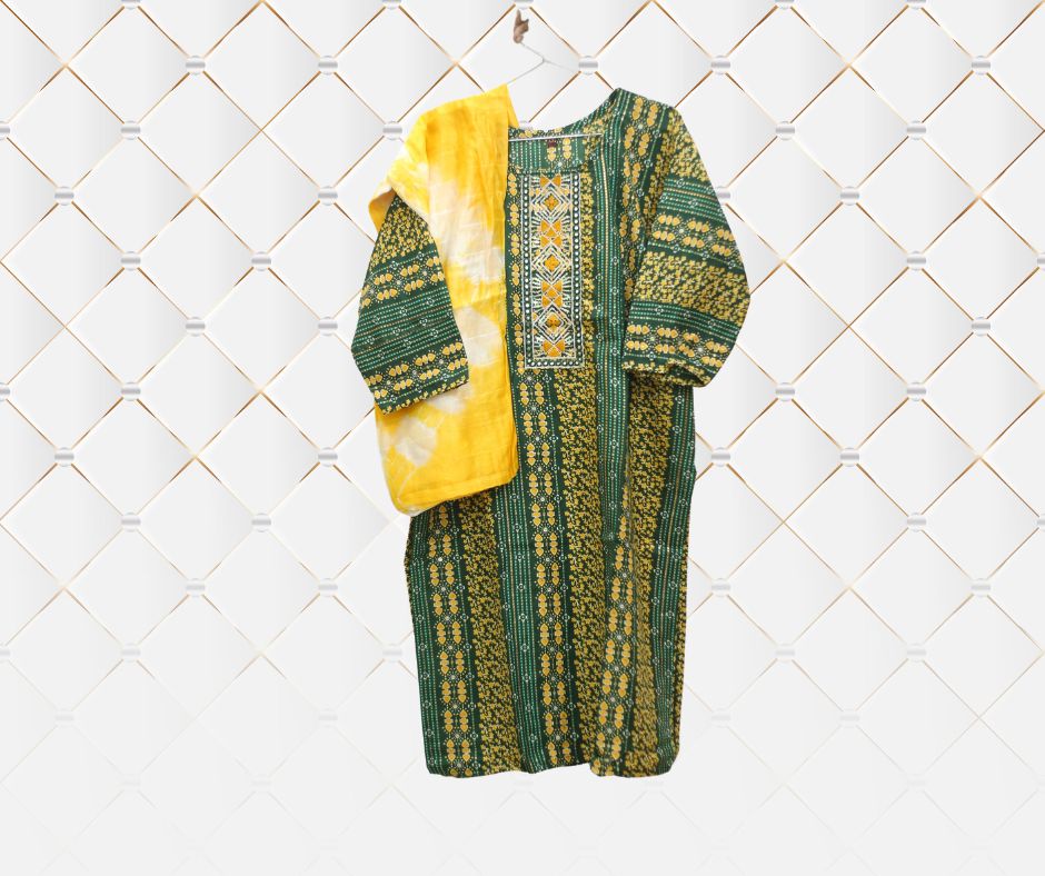 Traditional Green Embroidered Dress