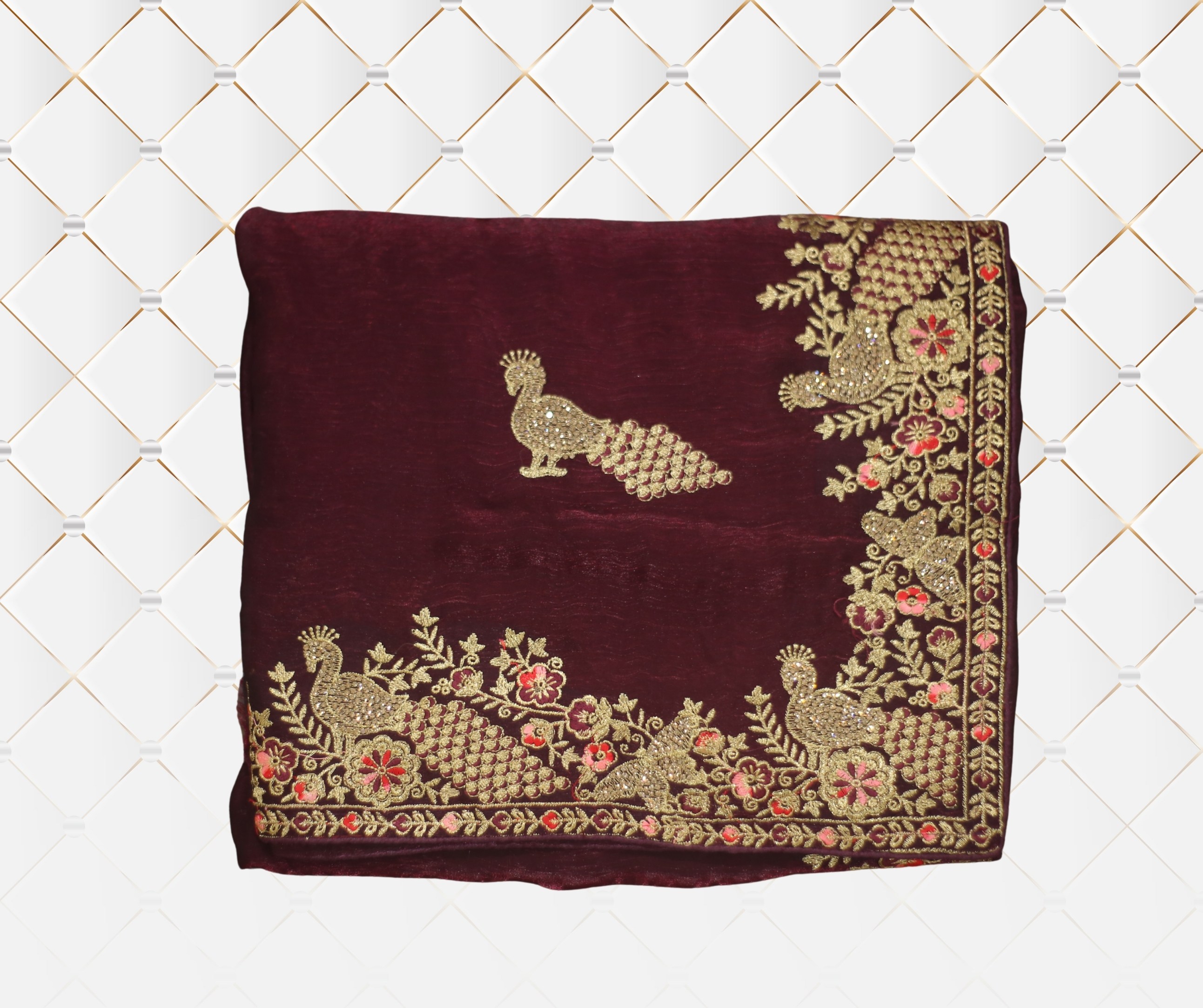 Embroidered Maroon Shawl