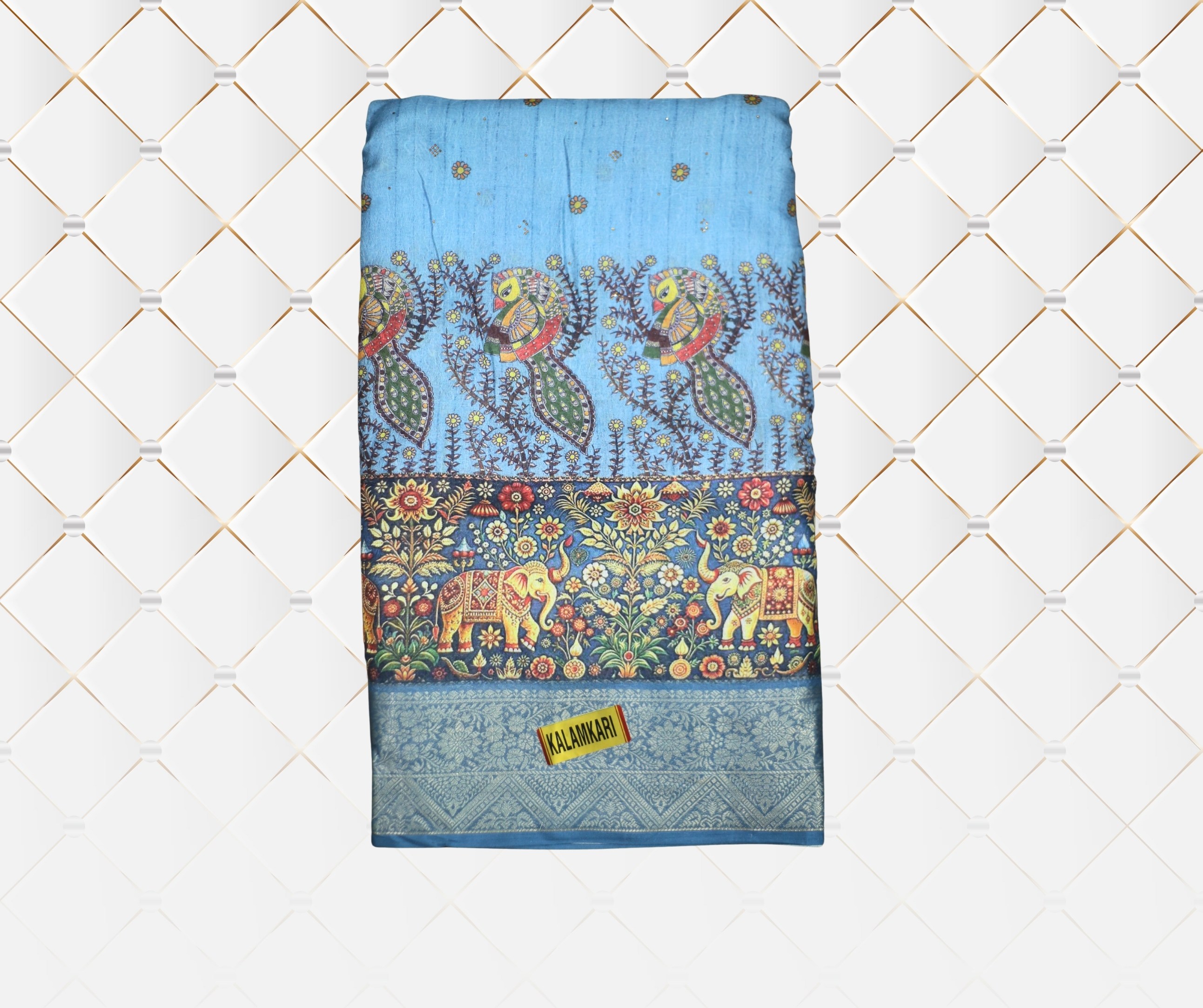 Traditional Blue Printed Saree