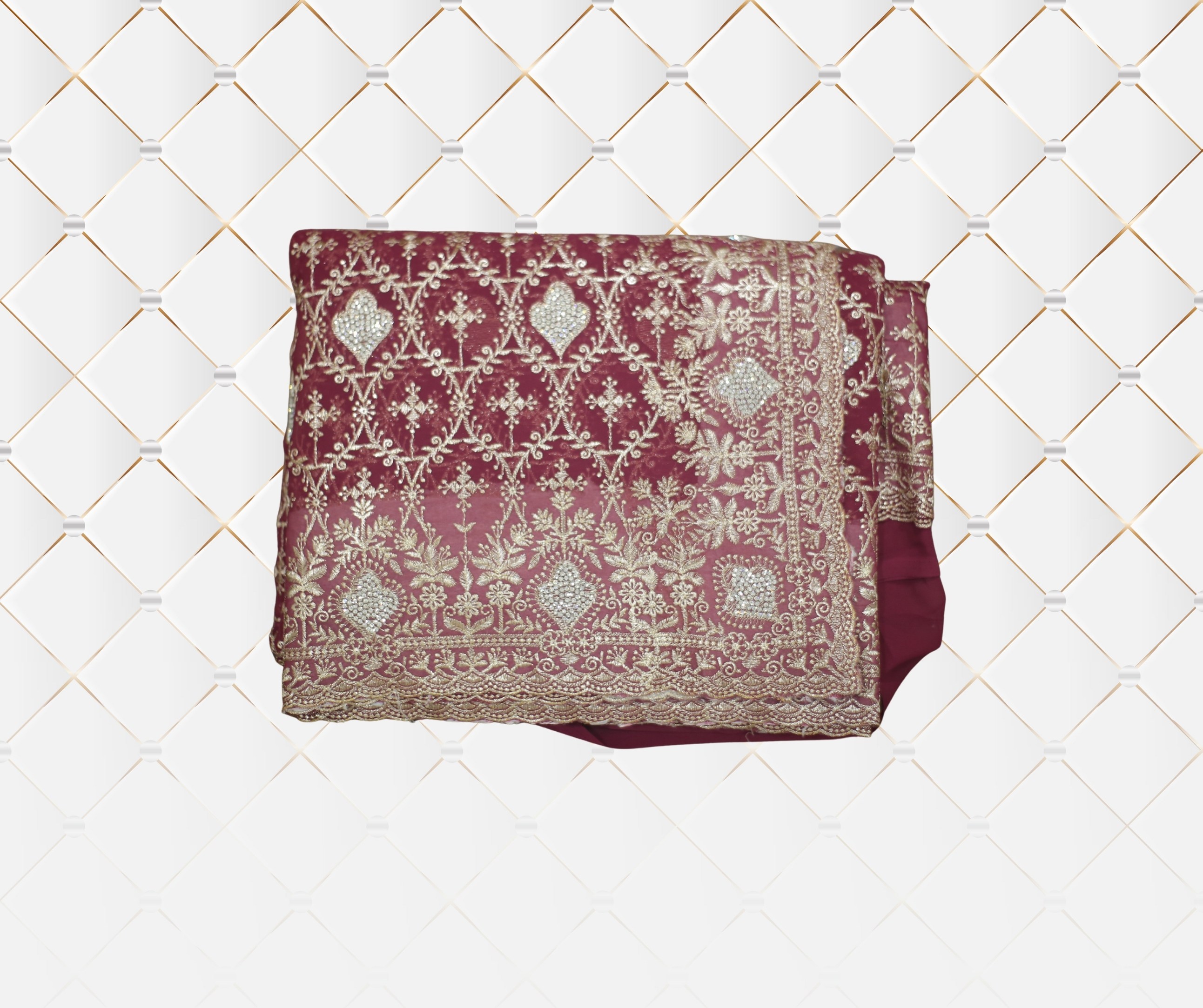 Embroidered Maroon Saree