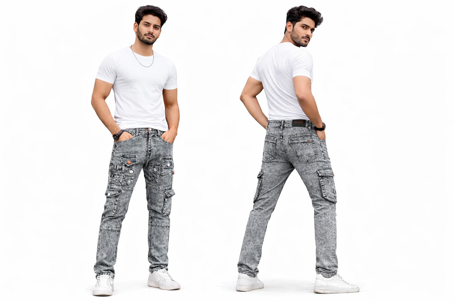 Men’s Grey Cargo Denim Jeans