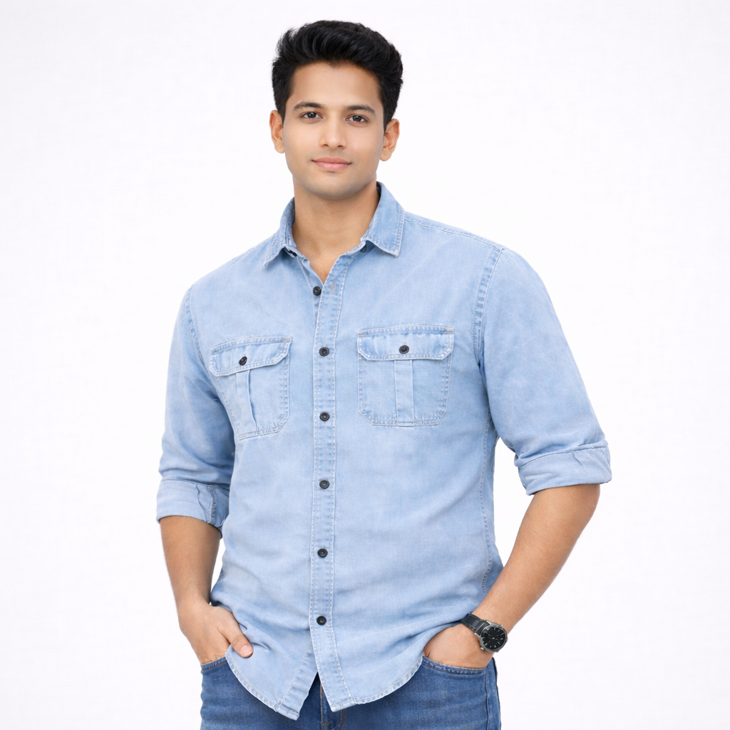 Men's Light SKY Blue Denim Shirt