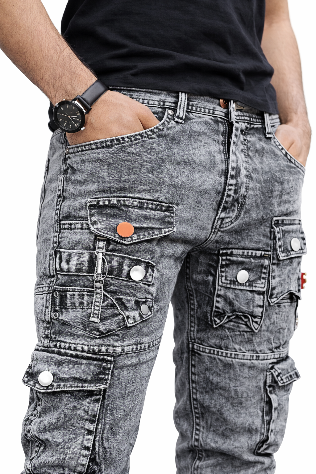 Men’s Grey Cargo Denim Jeans