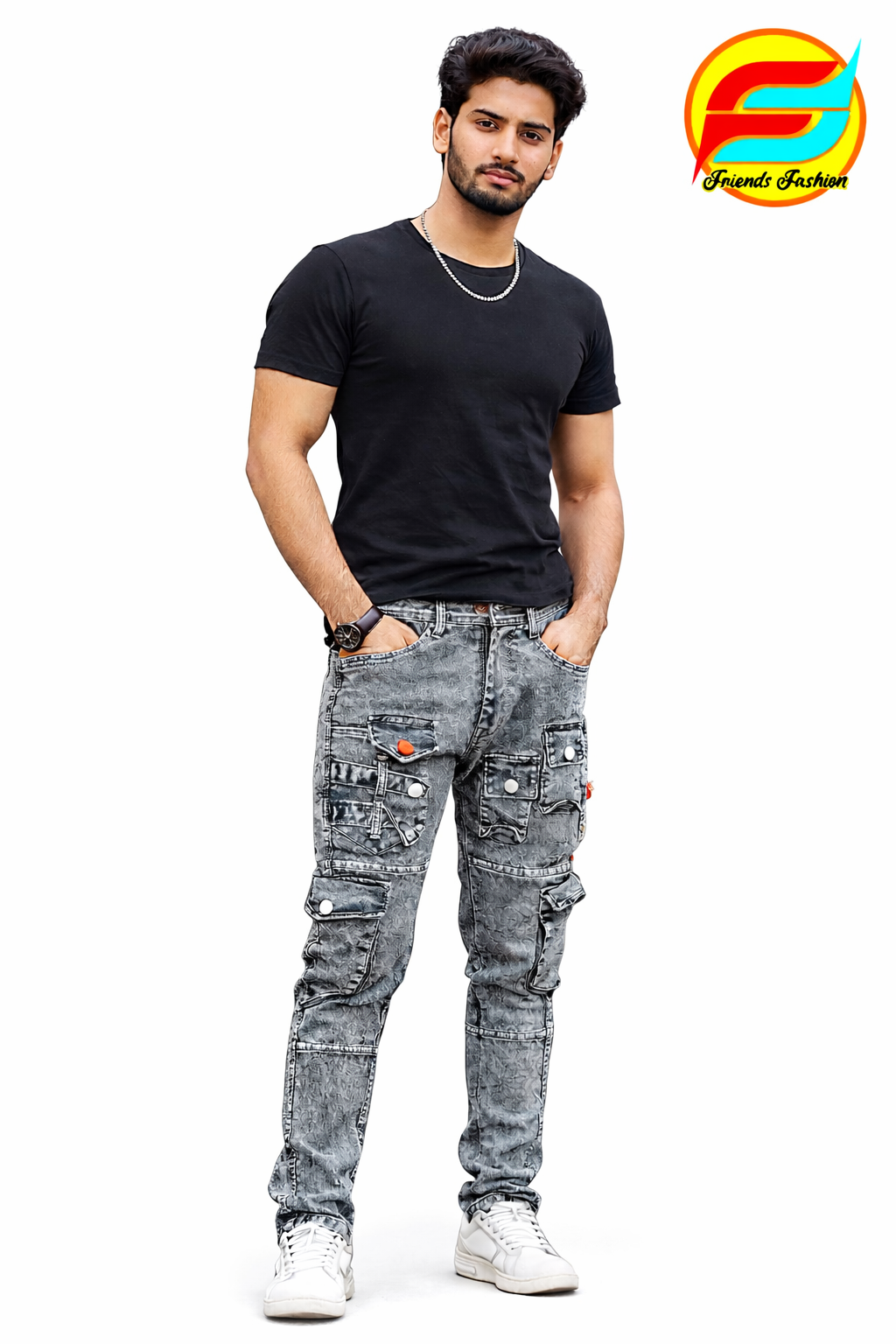 Men’s Grey Cargo Denim Jeans