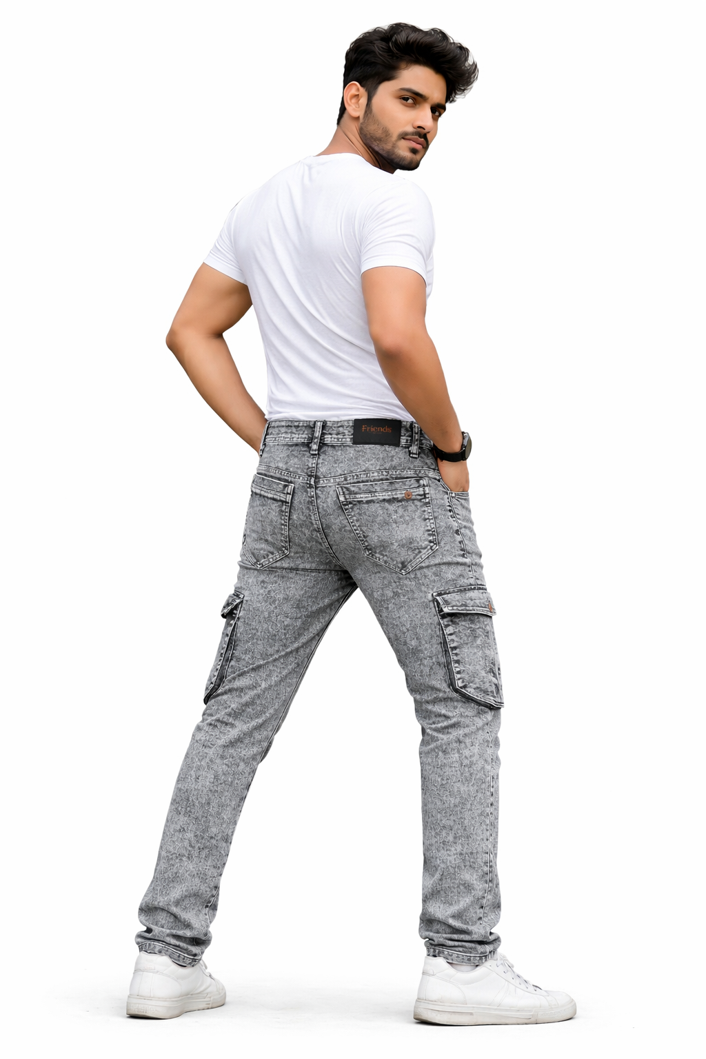 Men’s Grey Cargo Denim Jeans