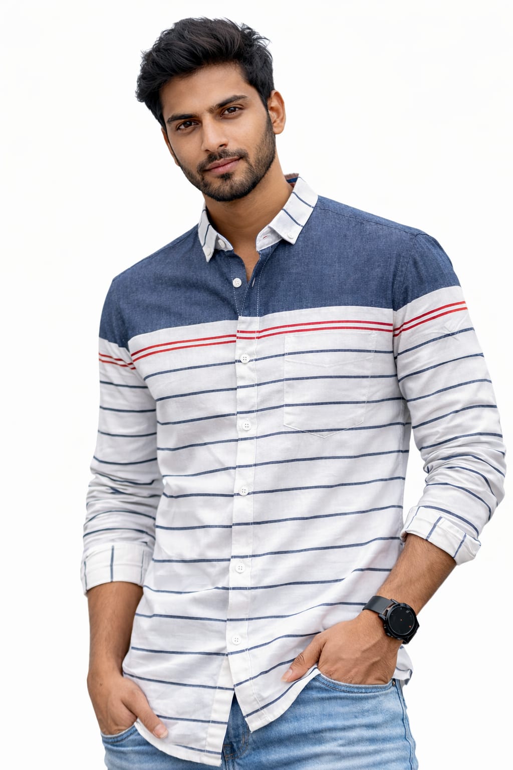 Men's Striped Casual Shirt  ( SIZE - M )