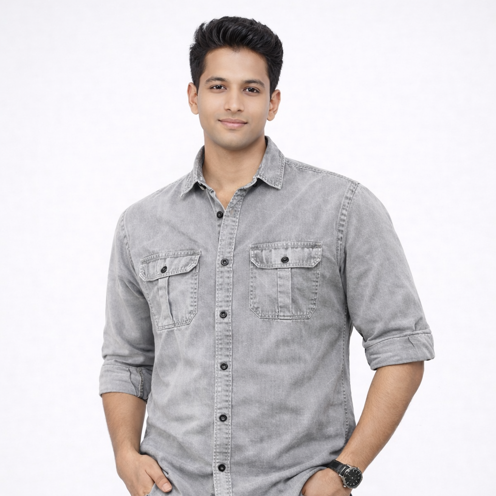 Men's Grey Denim Shirt