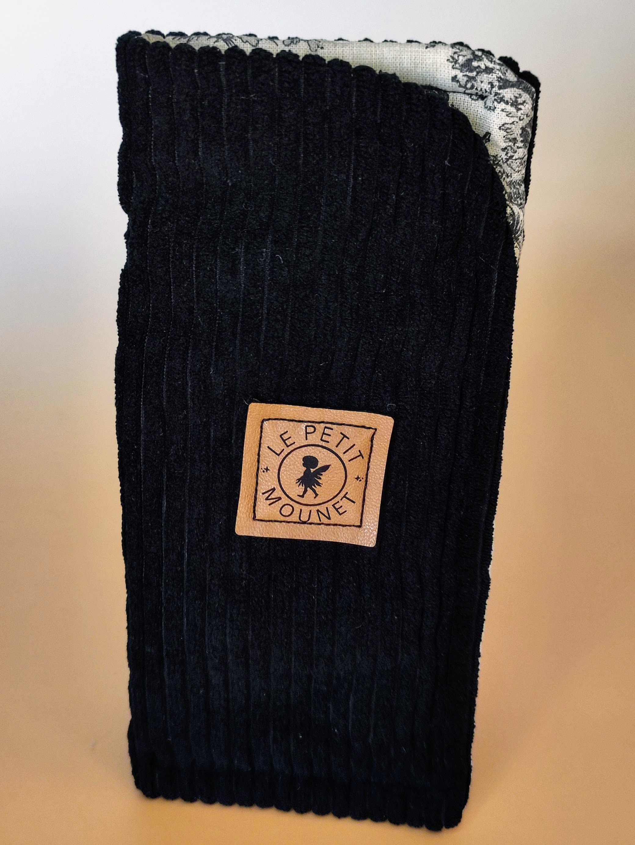 Étui à lunettes en velours cotelé noir