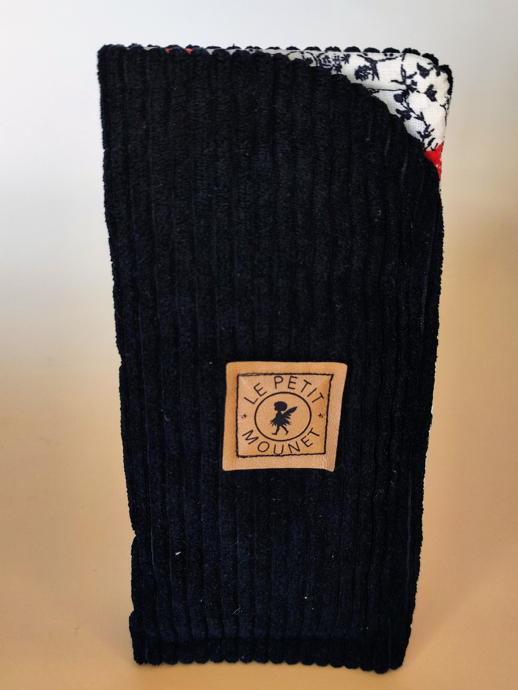 Étui à lunettes en velours cotelé noir