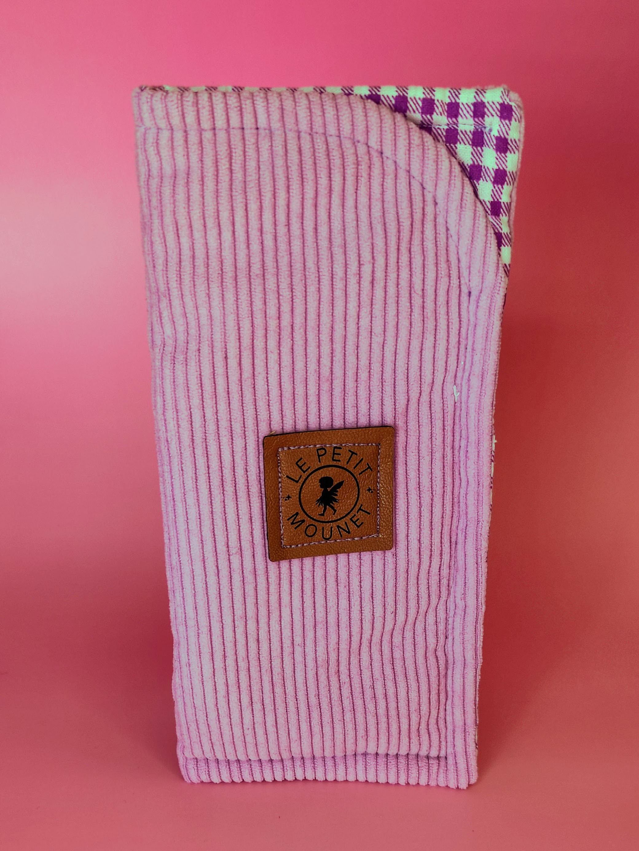 Étui à lunettes en velours cotelé mauve