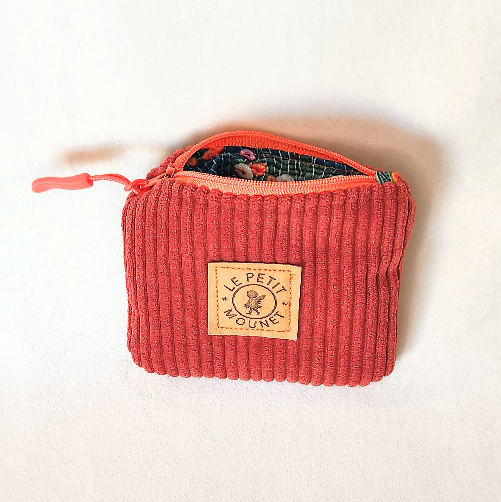 porte monnaie velours brique