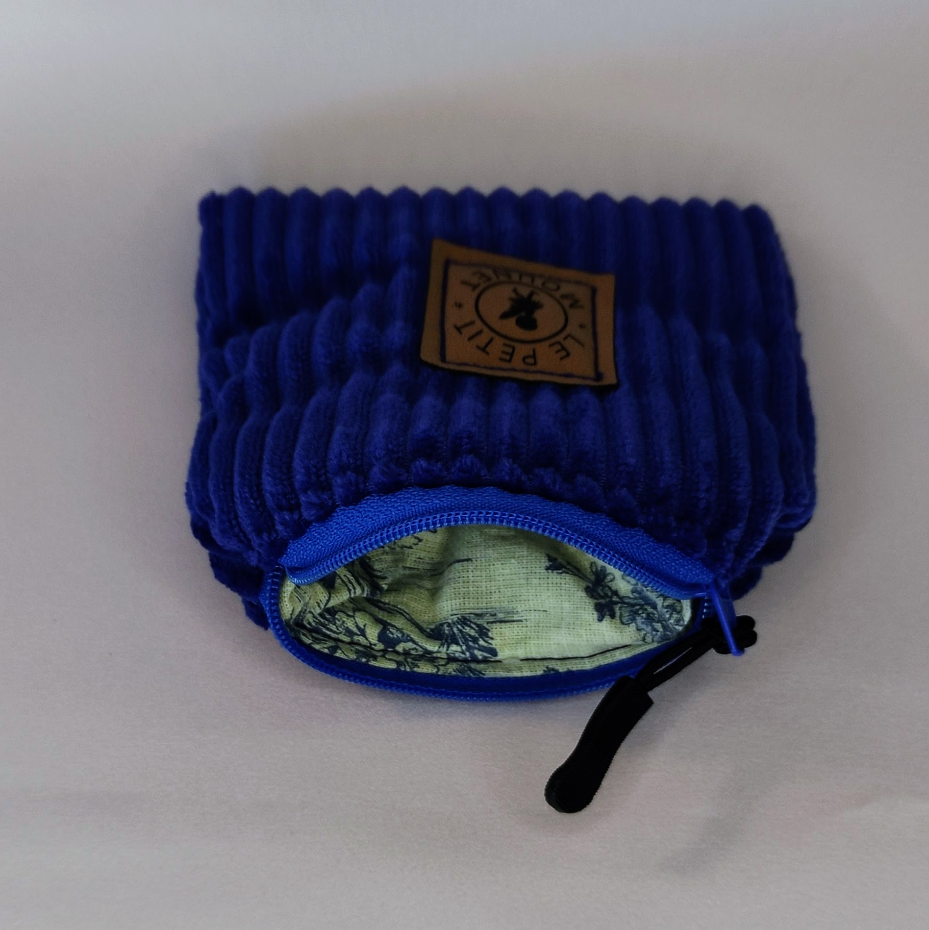 porte monnaie velours bleu électrique