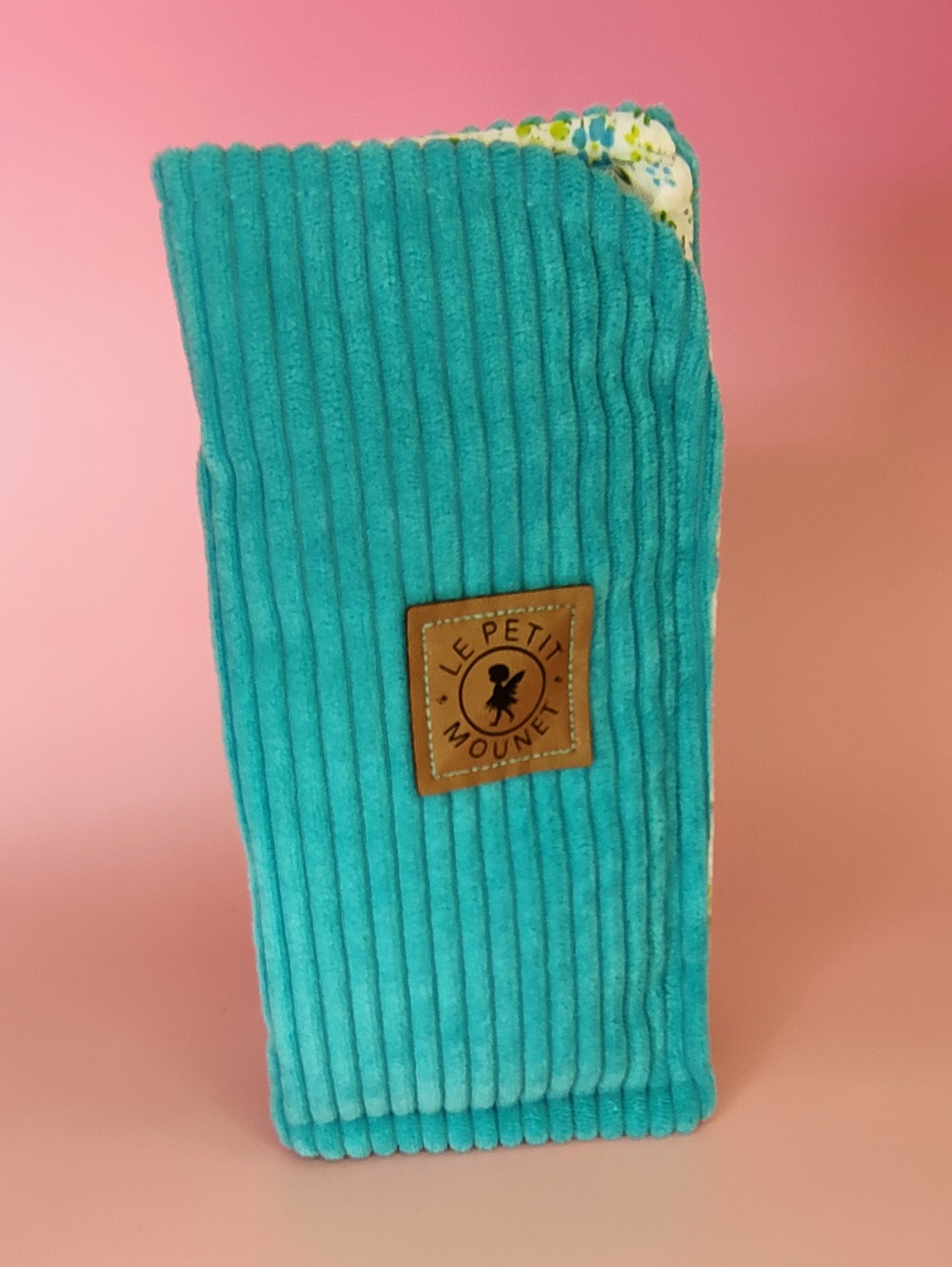 Étui à lunettes en velours cotelé turquoise