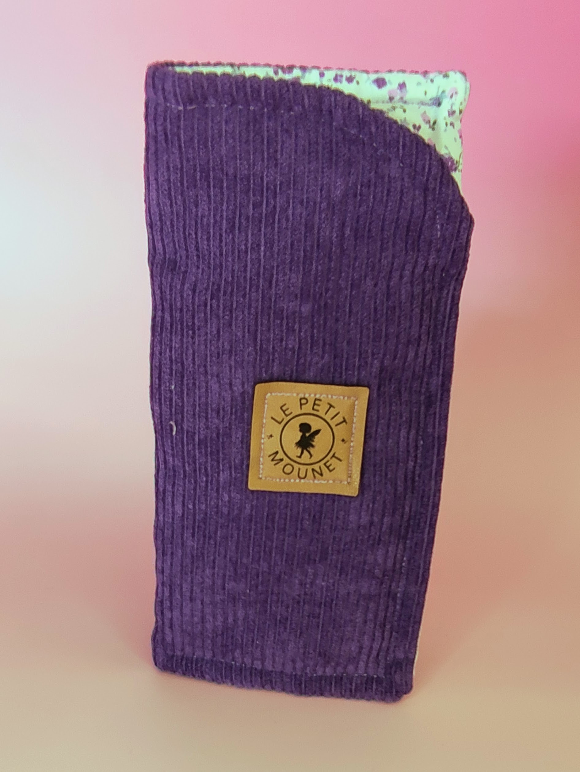 Étui à lunettes en velours cotelé violet 