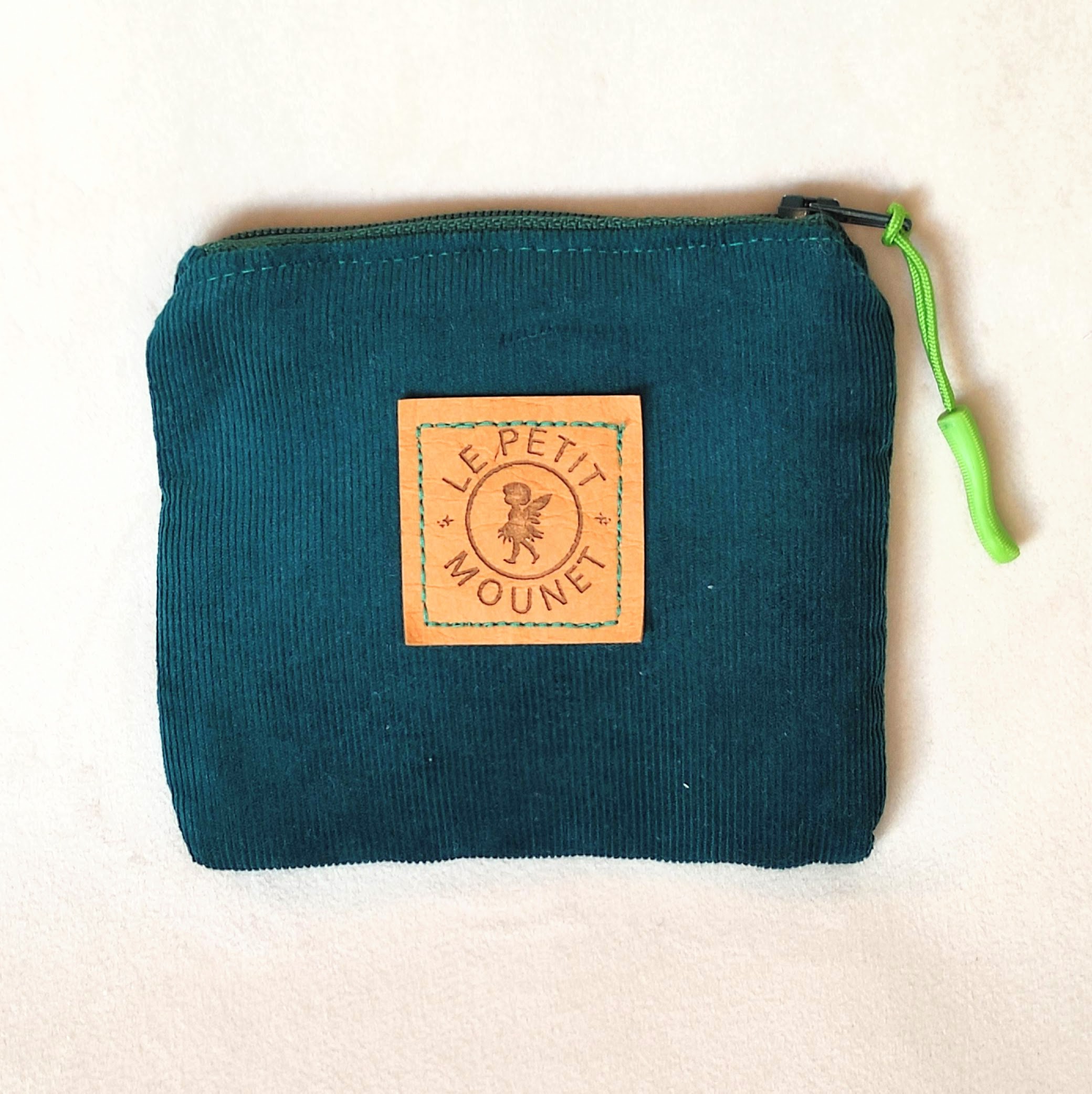 porte monnaie velours vert foret